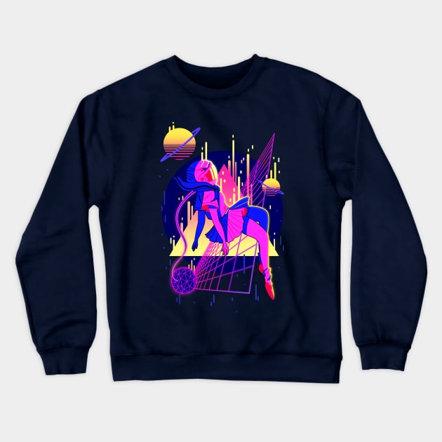 Outrun Vaporwave Crewneck Sweatshirt by AmethyGalaxy